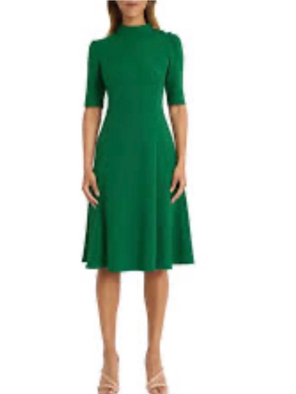 Donna Morgan Emerald Green Mock Neck Midi Dress Size 2